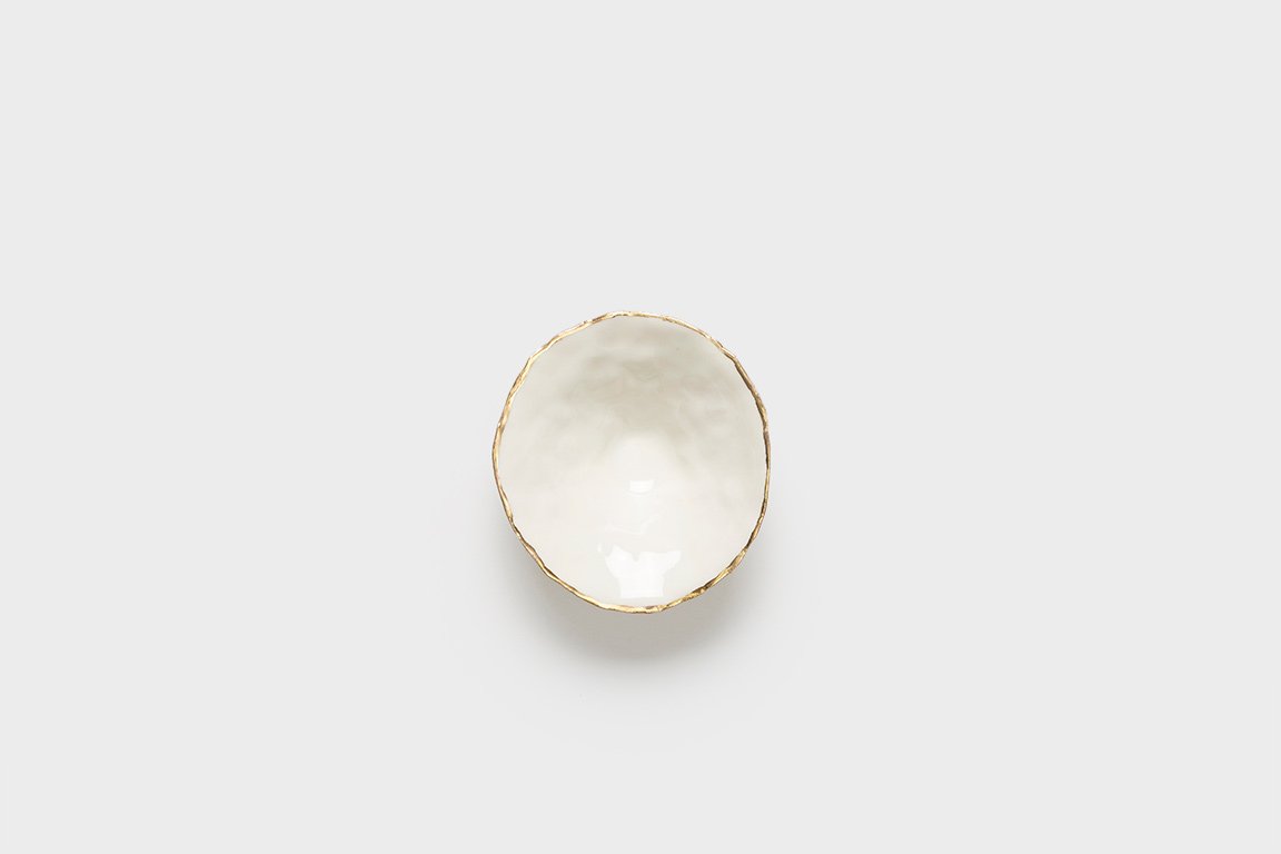 Gold rimmed porcelain pinch pot (small)