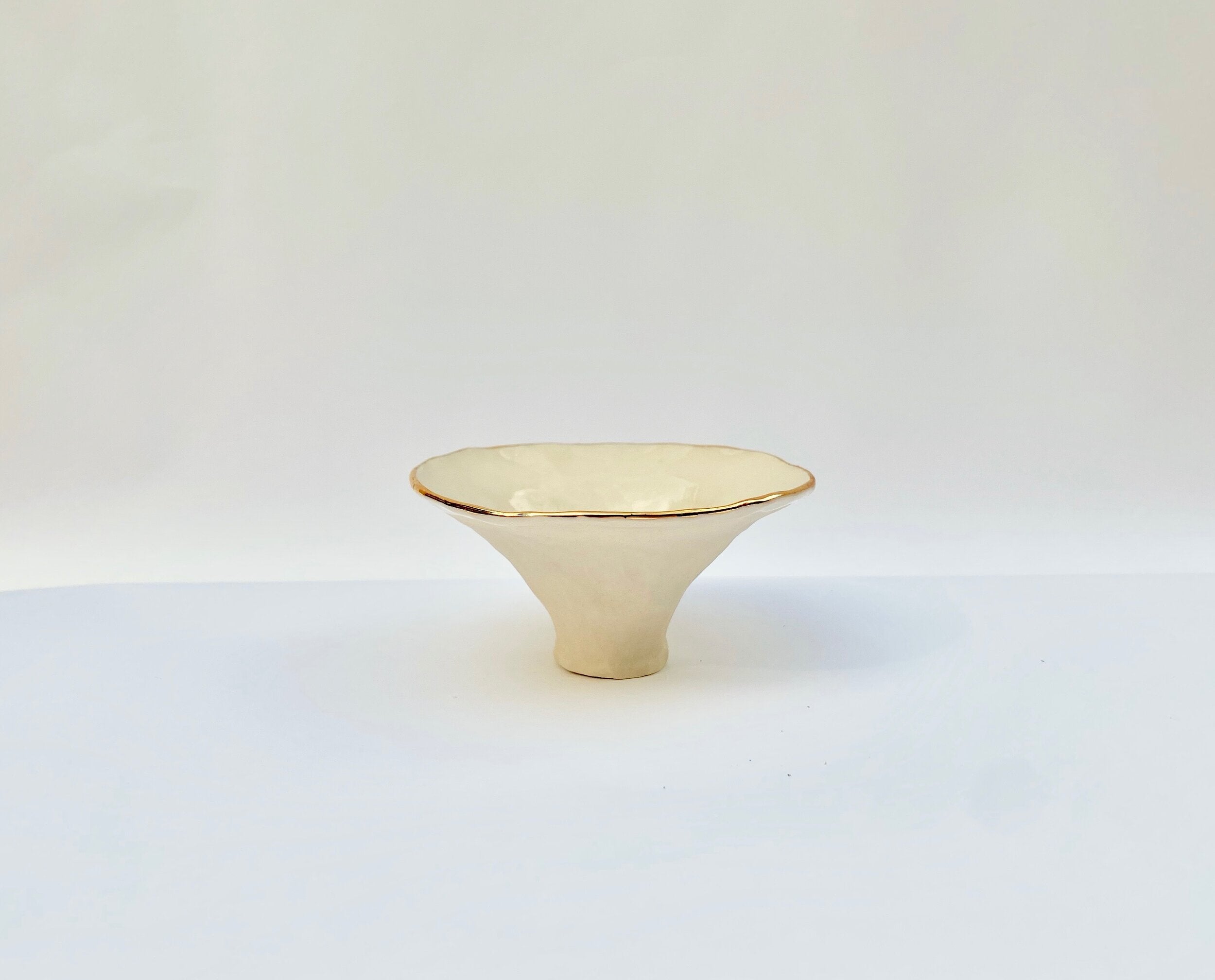 Gold rimmed porcelain pinch pot (small)