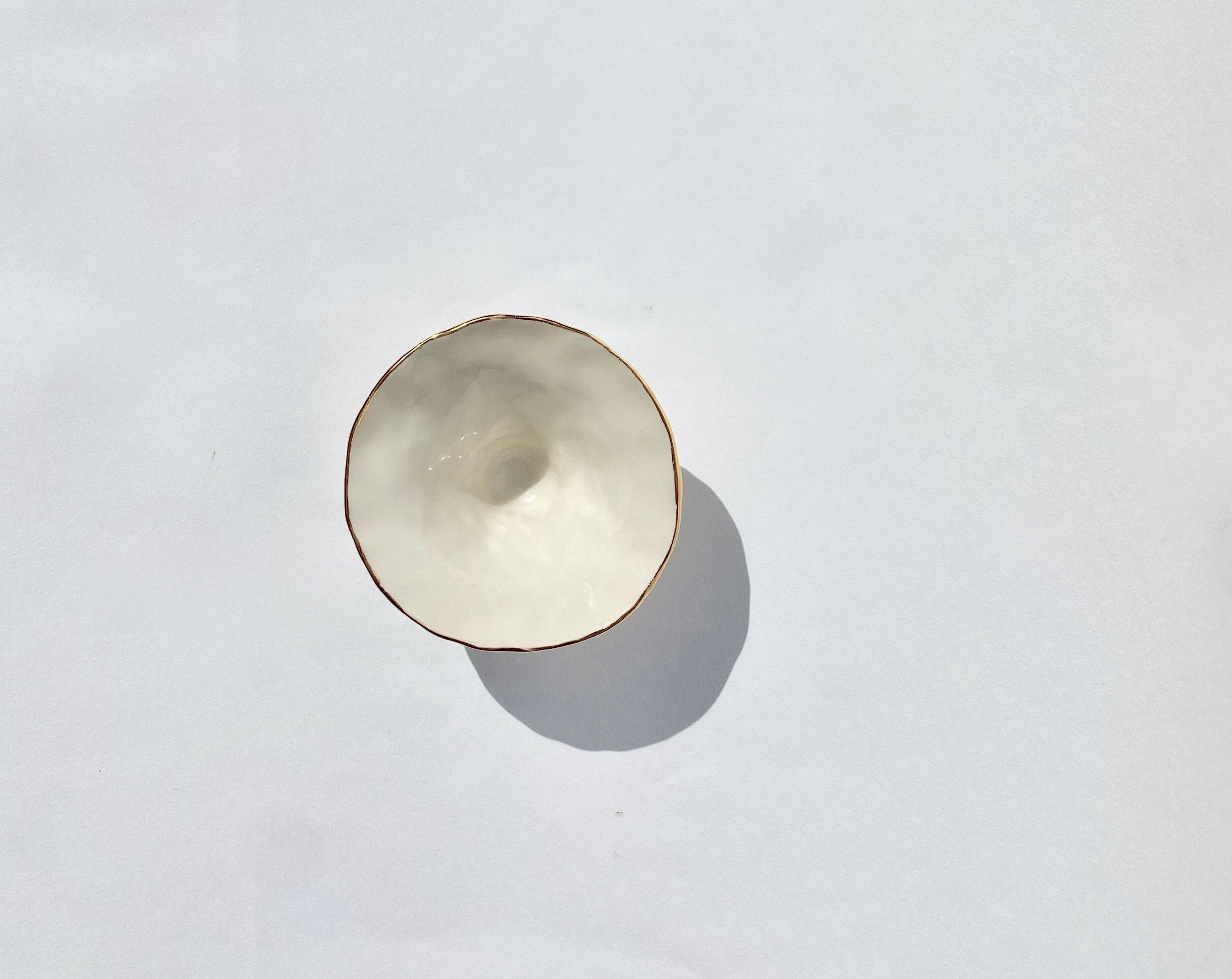 Gold rimmed porcelain pinch pot (small)