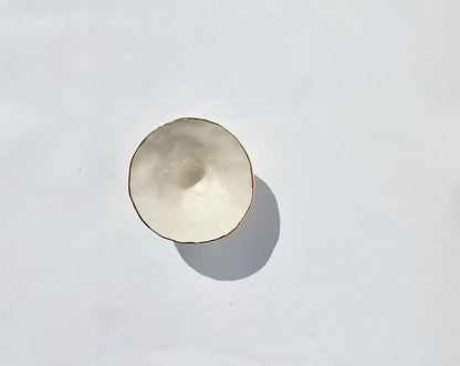 Gold rimmed porcelain pinch pot (small)
