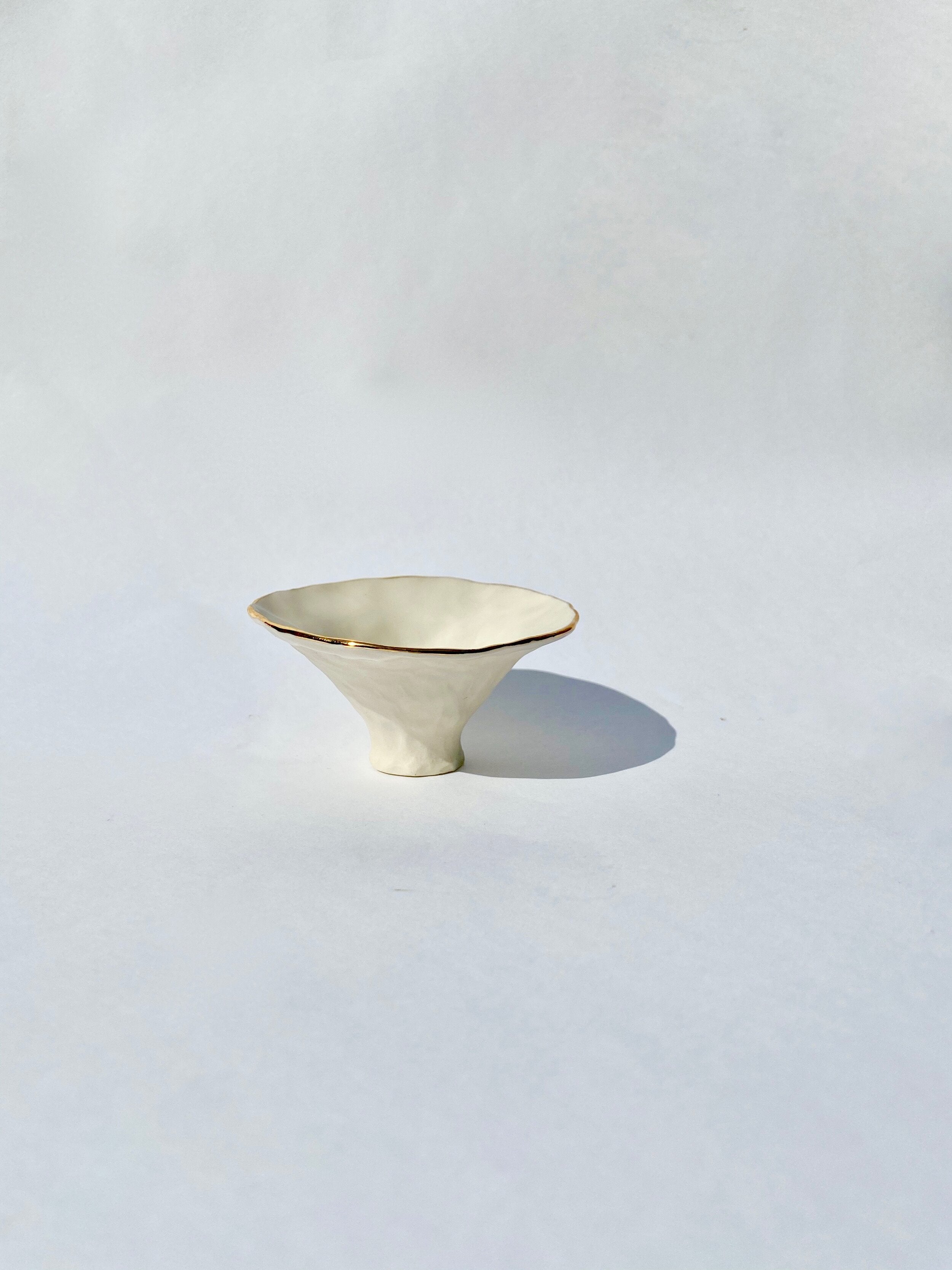 Gold rimmed porcelain pinch pot (small)