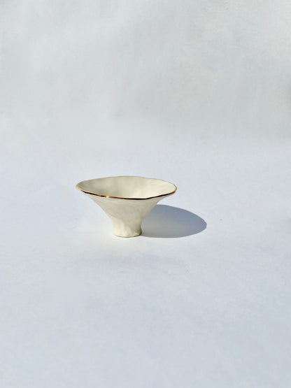 Gold rimmed porcelain pinch pot (small)