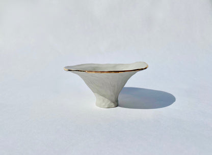 Grey Pinch Pot with Gold Rim (small)