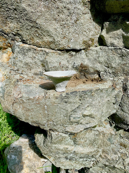 Grey Pinch Pot with Gold Rim (small)